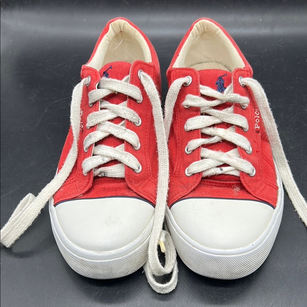 Polo by Ralph Lauren Red Canvas Sneakers with White Accents